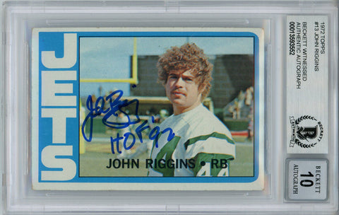 John Riggins Autographed 1972 Topps #13 Rookie Card HOF Beckett Slab 35017