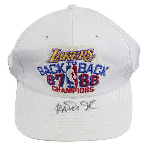 Lakers Magic Johnson Signed 1987-1988 NBA Champions Hat BAS Witnessed #W426872
