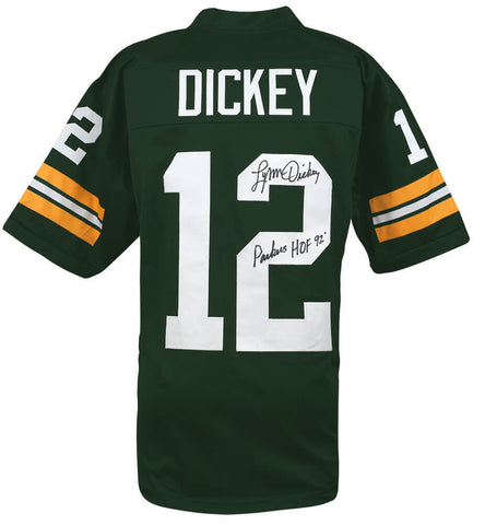 Lynn Dickey Signed Green Custom Football Jersey w/Packers HOF'92 -(SCHWARTZ COA)