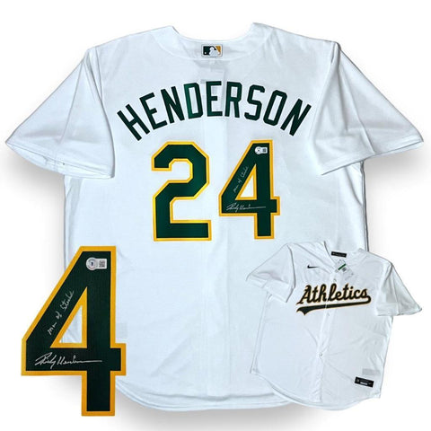 Oakland A's Rickey Henderson Autographed Signed Nike Jersey - Beckett
