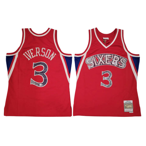 Allen Iverson Signed Philadelphia 76ers 96/97 Red Mitchell & Ness Jersey Beckett
