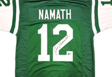 NEW YORK JETS JOE NAMATH AUTOGRAPHED GREEN JERSEY BECKETT BAS WITNESS 237707