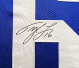 SEAHAWKS TYLER LOCKETT AUTOGRAPHED FRAMED BLUE THROWBACK JERSEY MCS HOLO 235667