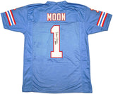 HOUSTON OILERS WARREN MOON AUTOGRAPHED BLUE JERSEY "HOF 06" PSA/DNA 230188