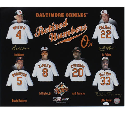 Jim Palmer, Eddie Murray, Earl Weaver Orioles Signed Unframed 16x20 Photo