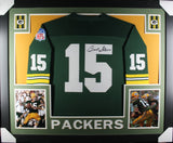 Bart Starr Autographed/Signed Pro Style Framed Green Jersey JSA 40125