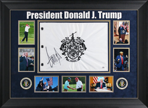Donald Trump Authentic Signed Trump National Framed Pin Flag PSA/DNA #AQ05160
