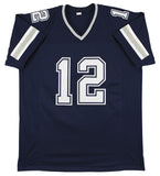 Roger Staubach Authentic Signed Navy Blue Pro Style Jersey BAS Witnessed