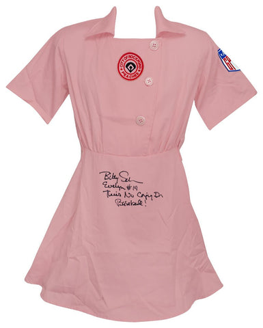 Bitty Schram Signed Rockford Peaches Pink Costume Baseball Jersey w/INSC -SS COA