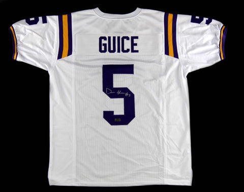 Derrius Guice Signed LSU White Custom Jersey