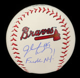 John Rocker Signed Braves Logo Baseball Inscribed "F*** NY" / Late 90's Closer