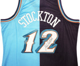 JAZZ JOHN STOCKTON AUTOGRAPHED M&N 1996-97 SPLIT JERSEY XL BECKETT 224341