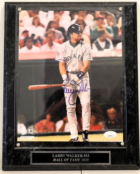 Larry Walker Autographed 8x10 Photo with Plaque -- Colorado Rockies | JSA COA