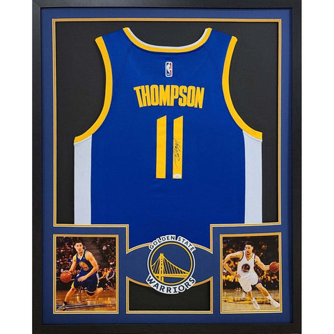 Klay Thompson Autographed Signed Framed Golden State Warriors Jersey JSA