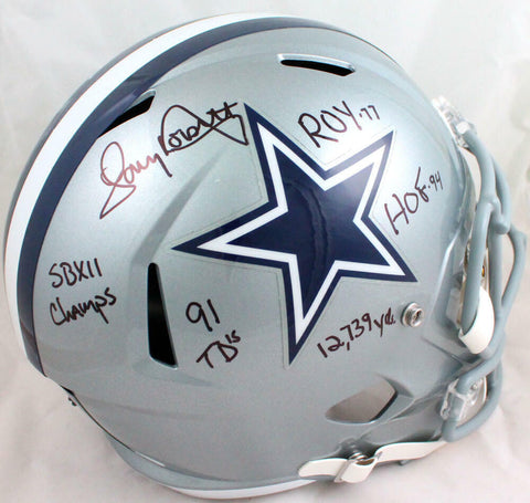 Tony Dorsett Autographed Dallas Cowboys F/S Speed Helmet w/5 Insc-JSA W *Black