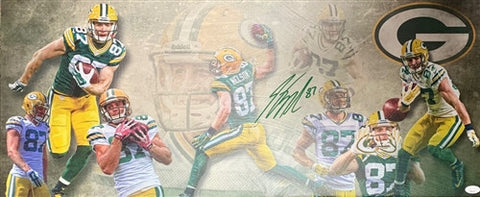 Packers JORDY NELSON Signed 13x31 Stretched Canvas Collage AUTO - JSA