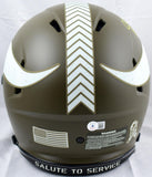 Justin Jefferson Signed Vikings F/S Salute to Service Speed Auth. Helmet-BAWHolo