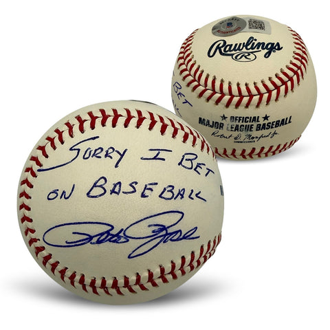 Pete Rose Signed Autographed Baseball Sorry I Bet On Baseball MLB Beckett COA
