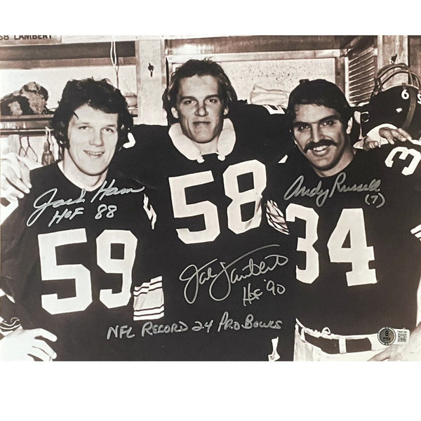 Jack Lambert Andy Russell Jack Ham Signed Steelers 11x14 BAS 46386