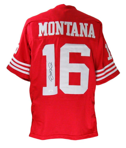 Joe Montana HOF Autographed Red Custom Football Jersey 49ers JSA 177530