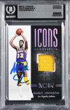 Lakers Magic Johnson Signed 2018 Panini Noir #1 49/49 Card Auto 10! BAS Slabbed