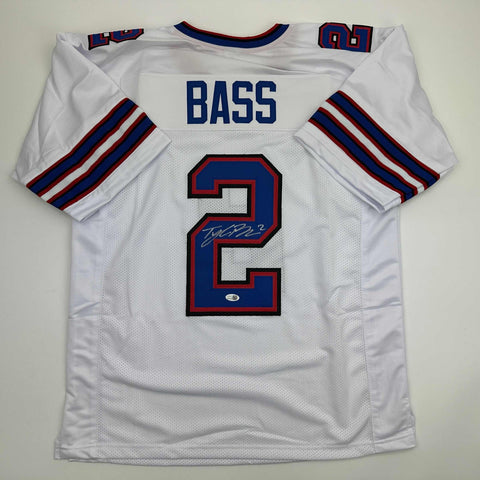 Autographed/Signed Tyler Bass Buffalo White Football Jersey JSA COA