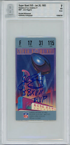 John Riggins Autographed Super Bowl XVII Ticket Stub SB MVP Grade 7 BAS 42973