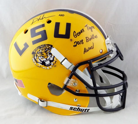 Devin White Signed LSU F/S Schutt Authentic Helmet w/ 2 Insc - Beckett W Auth