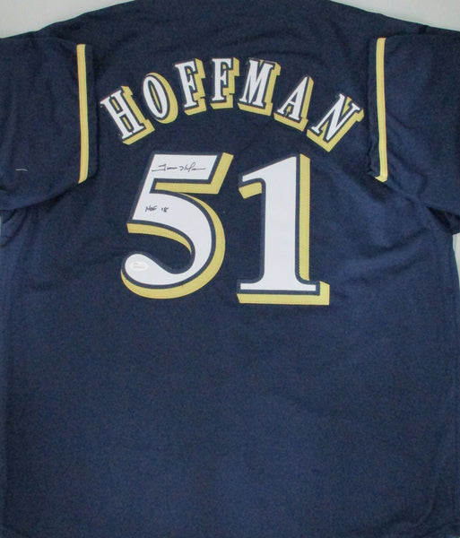 Brewers TREVOR HOFFMAN Signed Custom Navy Replica Jersey AUTO w/ HOF 18 - JSA