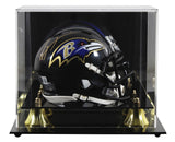 Ravens Ray Lewis Signed Speed Mini Helmet W/ Case w/ Gold Sig BAS Witnessed