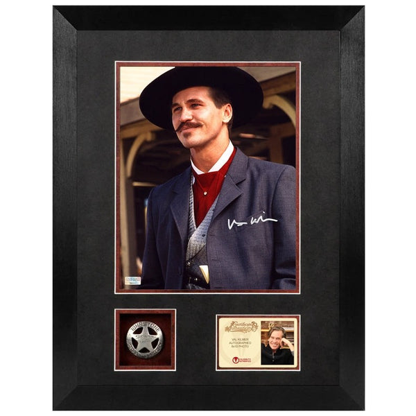 Val Kilmer Autographed Tombstone Doc Holliday 8x10 Framed Photo with Badge