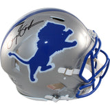 Barry Sanders Autographed Detroit Lions Pro TB Helmet Beckett Witness 58194