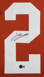 Texas Jahdae Barron Signed Burnt Orange Pro Style Framed Jersey BAS Witnessed