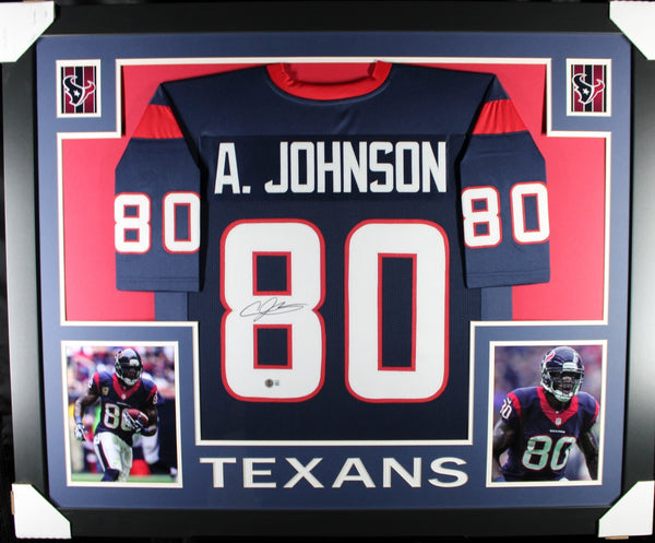 ANDRE JOHNSON (Texans navy SKYLINE) Signed Autographed Framed Jersey Beckett