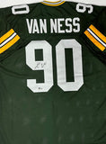 Packers Def Lineman LUKAS VAN NESS Signed Custom Replica Green Jersey AUTO - BAS