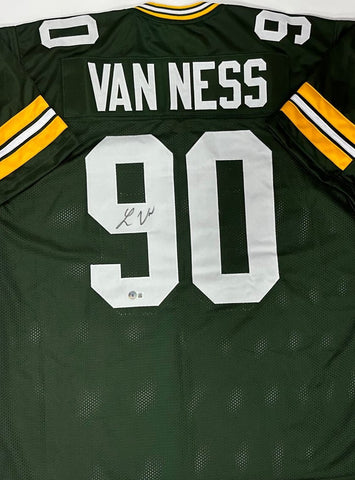 Packers Def Lineman LUKAS VAN NESS Signed Custom Replica Green Jersey AUTO - BAS