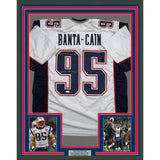Framed Autographed/Signed Tully Banta-Cain 35x39 NE White Jersey JSA COA