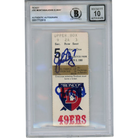 Joe Montana & John Elway San Francisco 49ers 10/9/88 Signed Ticket Beckett 49975