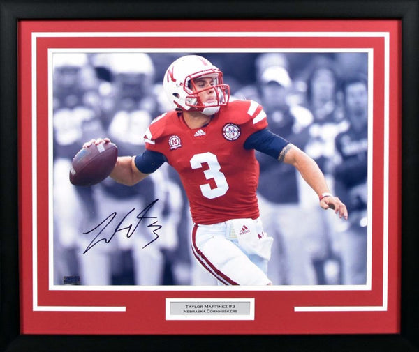 TAYLOR MARTINEZ SIGNED NEBRASKA CORNHUSKERS 16x20 FRAMED PHOTO COA