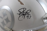Troy Polamalu Autographed Pittsburgh Steelers Ice Mini Helmet Beckett 56187