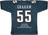 EAGLES BRANDON GRAHAM AUTOGRAPHED GREEN STAT JERSEY BECKETT WITNESS 241648