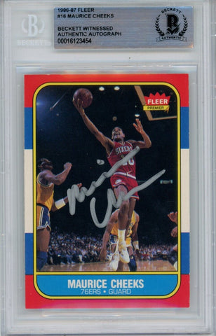 Maurice Cheeks Autographed 1986 Fleer #16 Trading Card Beckett 43910
