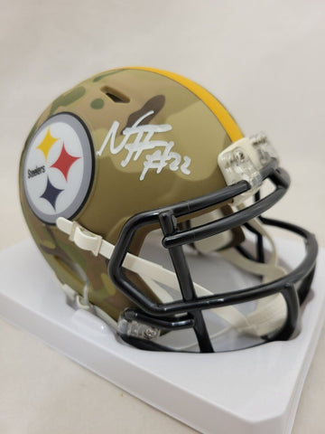 NAJEE HARRIS SIGNED PITTSBURGH STEELERS CAMO SPEED MINI HELMET FANATICS QR