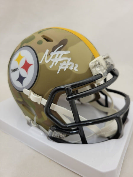 NAJEE HARRIS SIGNED PITTSBURGH STEELERS CAMO SPEED MINI HELMET FANATICS QR