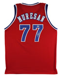Gheorghe Muresan Authentic Signed Red Pro Style Jersey Autographed BAS Witnessed