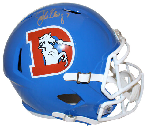 John Elway Autographed Denver Broncos F/S 1975-96 Speed Helmet Beckett 38752