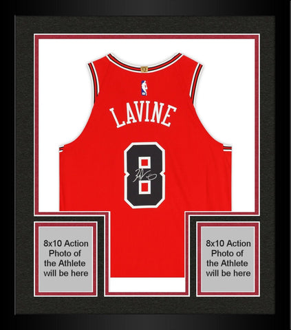 Framed Zach LaVine Chicago Bulls Signed Red Nike Icon Edition Authentic Jersey