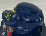 Milwaukee Brewers TREVOR MEGILL Signed Rawlings BLUE Mini Helmet AUTO - BAS