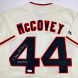 Autographed/Signed Willie McCovey "521 HR's" San Francisco Cream Jersey JSA COA