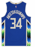 GIANNIS ANTETOKOUNMPO Bucks 22-23 Autographed City Edition Auth. Jersey FANATICS